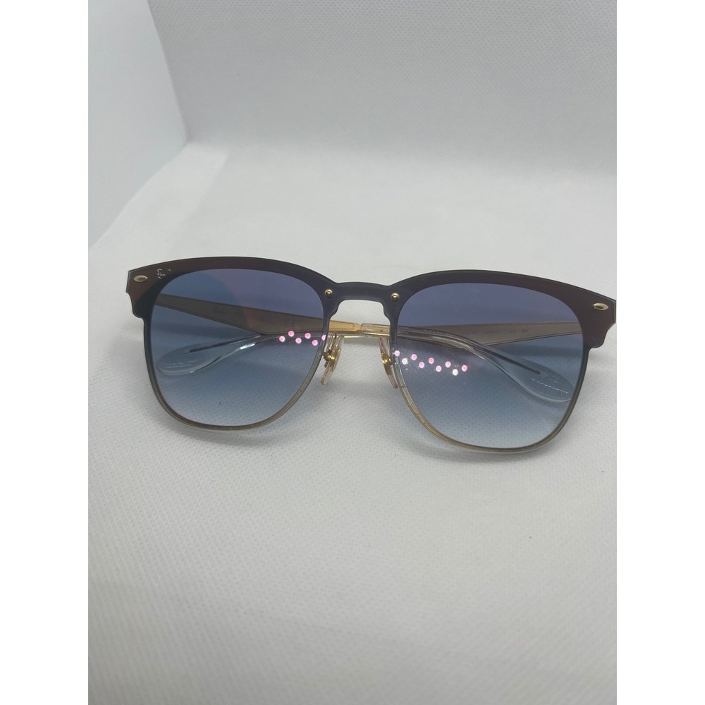 Ray-Ban RB3576-N Clubmaster Sunglasses Gold Frame Blue Gradient Lens Large